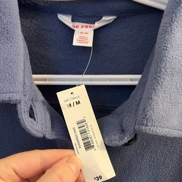 Blue Button-Up Fleece Jacket - Picture 5 of 6